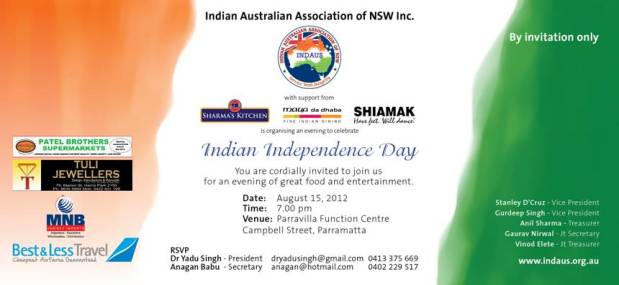 Celebrating Indian Independence Day in Sydney on the Independence Day ie 15th August,&nbsp;2012!